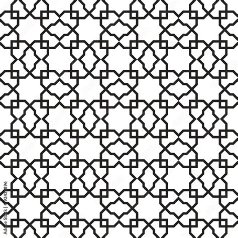 Islamic pattern. Seamless texture. Black arabic pattern on white background. Delicate geometric ...