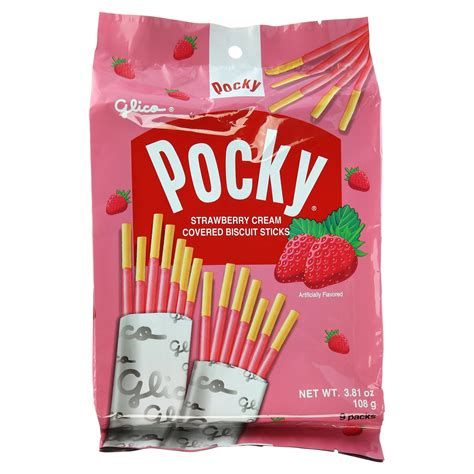 Buy Glico Pocky, Strawberry Cream Covered Biscuit Sticks (9 Individual ...