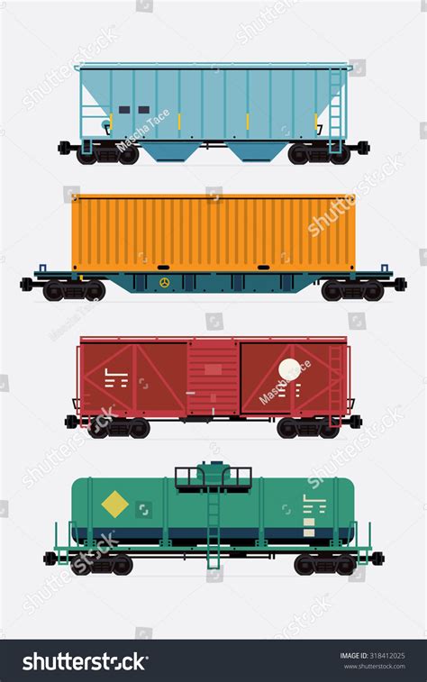 Cool Flat Design Freight Train Cargo Stock Vector (Royalty Free) 318412025