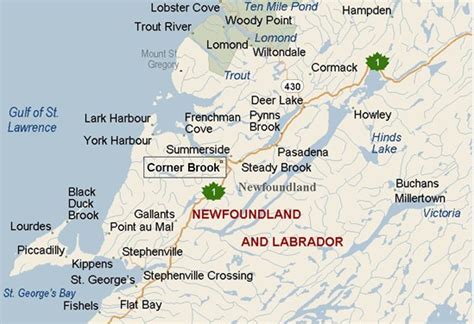 Where is Corner Brook, Newfoundland? see area map & more