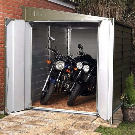 6 ft. 3 in. W x 9 ft. 1 in. D Metal Lean-To Garage Shed | Garage shed, Bike shed, Motorcycle ...