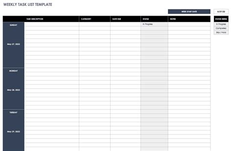 Task Excel Template