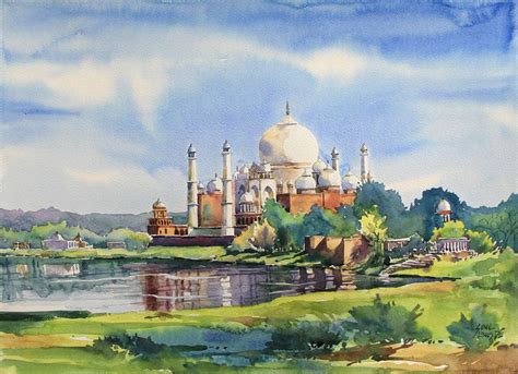 Taj Mahal Artwork | Watercolor landscape paintings, Watercolor ...