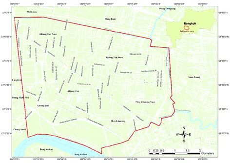 Map of Sukhumvit area, Bangkok, Thailand. The boundary of this study... | Download Scientific ...