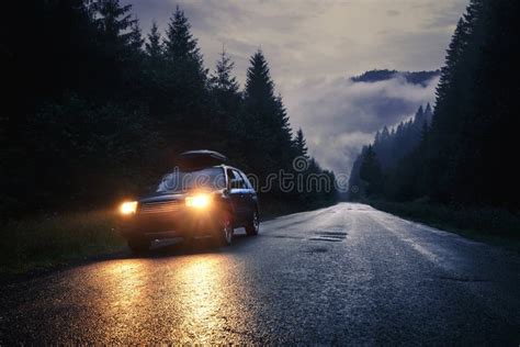 Car Headlights stock photo. Image of beam, front, bright - 18145644