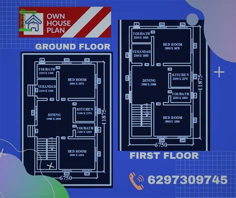 OWN HOUSE PLAN - G+1 FLOOR PLAN | DIMENSIONS ARE IN MM....