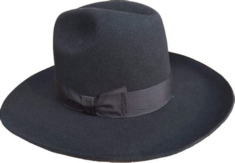 Black Israel Jewish Hat Wool Hasidic Jew Fedora Cap Wide Brim 10cm 4 in ...