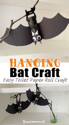 Hanging Toilet Paper Roll Bat Craft for Kids - Happy Toddler Playtime