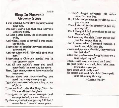 Heaven's Grocery Store Poem Printable