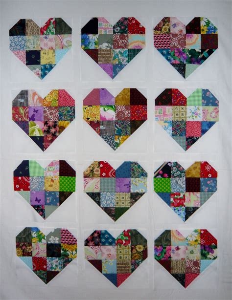 Scrappy Heart Quilt Block Pattern | Printable Templates Free