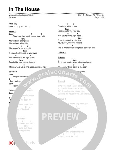 In The House Chords PDF (Crowder) - PraiseCharts