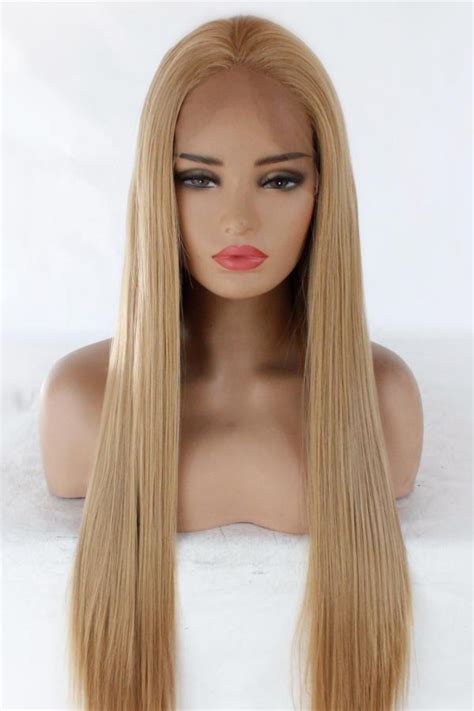 27# Strawberry Blonde Long Straight Lace Front Wig - Synthetic Wigs ...