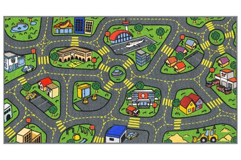 Jungtier Fun Time Retro City Traffic Car Road Map Area Rug, 2' 7" x 5' 0 - Walmart.com - Walmart.com