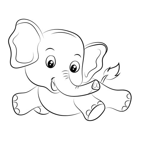 Elephant coloring page for kids Hand drawn elephant outline illustration 23059066 Vector Art at ...