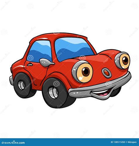 Funny Cartoon Cars - Red Car Cartoon Stock Vector - Illustration of ...