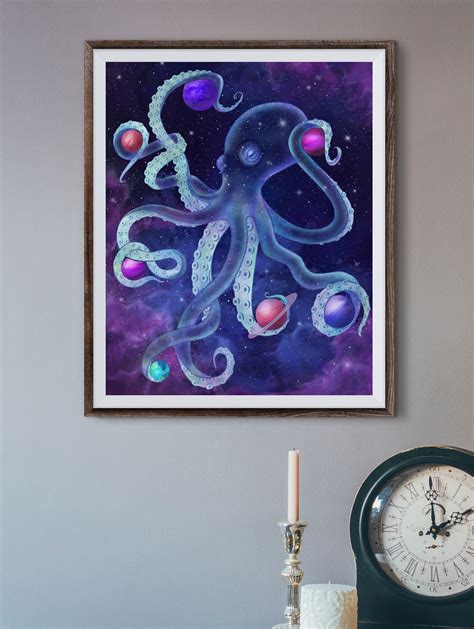 Octopus Wall Art Fantasy Octopus Nautical Fantasy Sea - Etsy