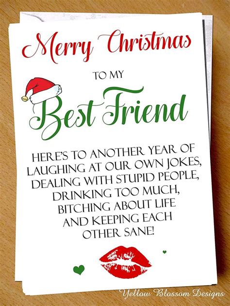 Bestie Friend Christmas Card Humour Best Friend BFF Here's To Another ...