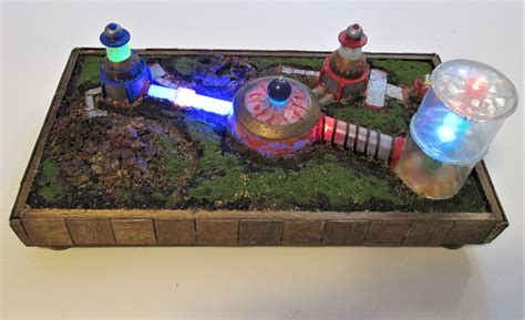 Sci Fi Diorama, Mining and shield generators on Outpost 7, miniature ...