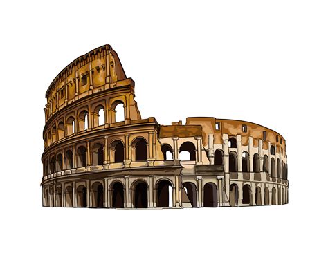 Coliseum in Rome, Italy, colored drawing, realistic. Vector illustration of paints 2756084 ...