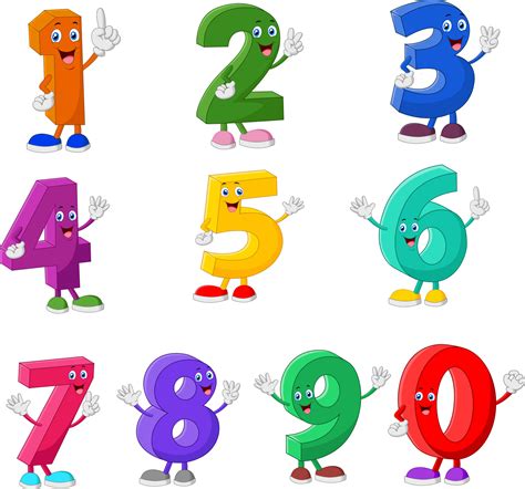 Cute Numbers Cartoon Characters 9339691 Vector Art at Vecteezy