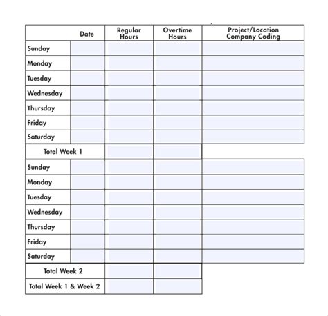 Free Printable Biweekly Time Sheets Forms - Printable Forms Free Online