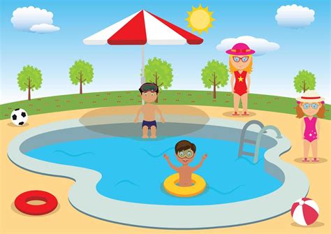 Kids are having fun at the pool 4642088 Vector Art at Vecteezy