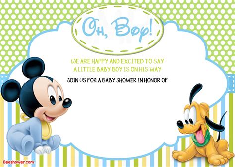 New Free Printable Mickey Mouse Baby Shower Invitation Template Free ...