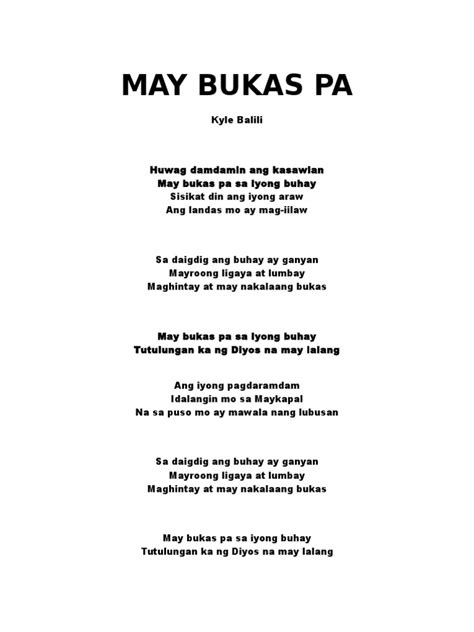 May Bukas Pa - Kyle Balili | PDF