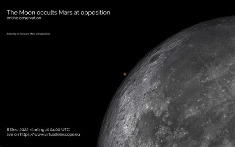 The Moon occults Mars at opposition: online observation - 8 Dec. 2022 ...