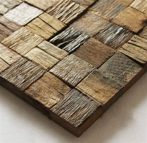 Natural Wood Mosaic Tile Rustic Wood Wall Tiles NWMT002 | Etsy