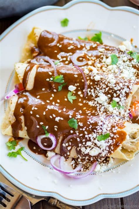 Mole Chicken Enchilada with Homemade Mole Sauce Recipe | ChefDeHome.com