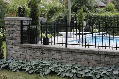 Field stone wall with Ornamental Iron Fence - Modern - Garden - Toronto - by Heritage Stoneworks ...