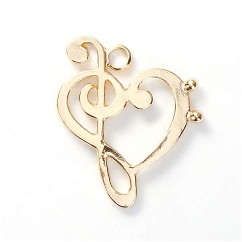 Treble and Bass Clef Heart Music Necklace gold or Silver - Etsy