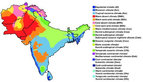 1. Climate regions in South Asia according to the Köppen Climate... | Download Scientific Diagram