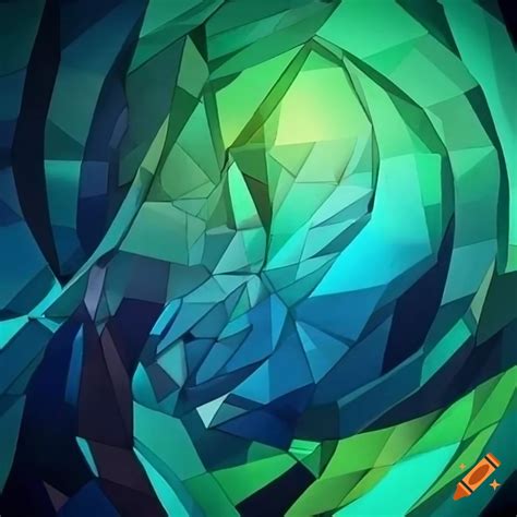 Geometric art with blue and green tones