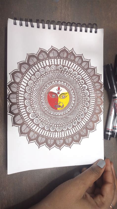 nAvratri special drawing with mandala art | Mandala art, Book art ...