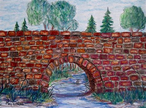 The Old Bridge Drawing by Megan Walsh | Pixels