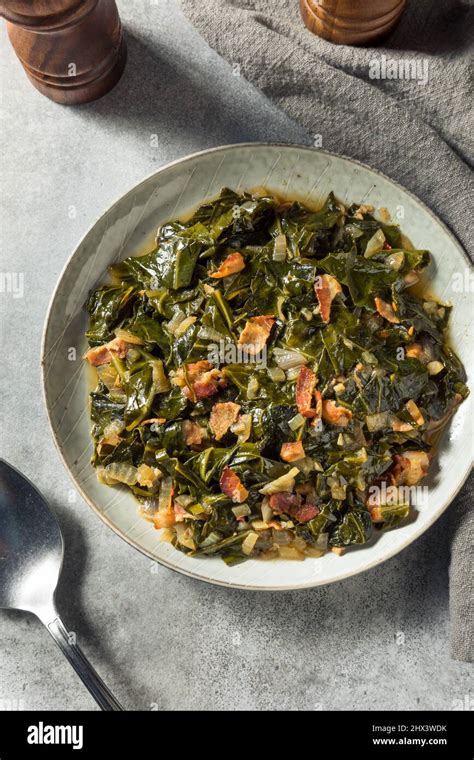 Homemade Southern Sauteed Collard Greens with Onion and Bacon Stock ...