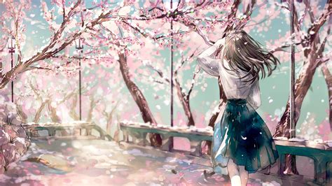 Wallpaper : anime girls, sakura tree, pink flowers 1920x1080 - somebody1 - 1294721 - HD ...