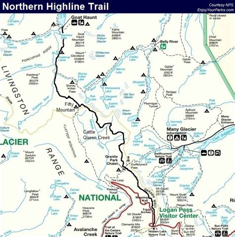 Northern Highline Trail Map, Glacier Park Map