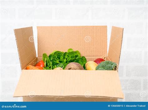 Fresh Fruits and Vegetables . Vegetables Box, Delivery Box Stock Image ...