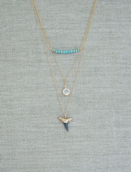 Dainty Shark Tooth Necklace — 3 Layered in Gold | Foxy Fossils