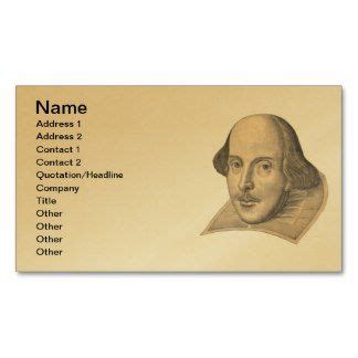 William Shakespeare Business Card printed on a gold background and ready to customize. Many ...
