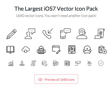 The Largest iOS7 Vector Icon Pack, Over 1600 Icons!