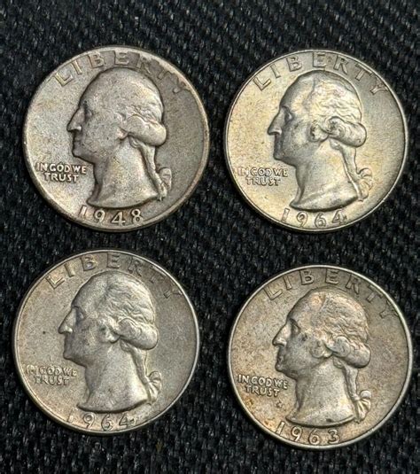 Set of 4 Washington Silver Quarters 1948, 1963 and 1964 (2) | eBay