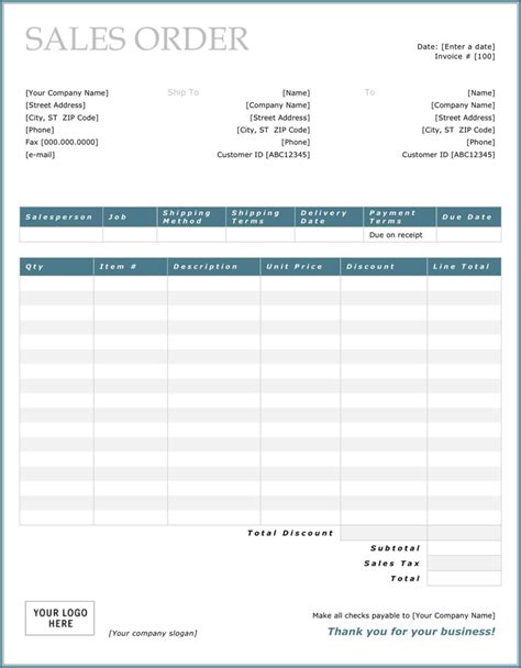 Sales Order Template - Template Free Download | Speedy Template