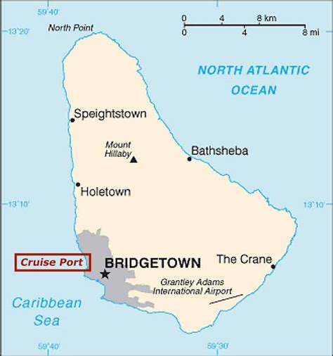 Image of Map of Barbados showing Bridgetown Cruise Port Location | Caribbean, Bridgetown, Cruise ...