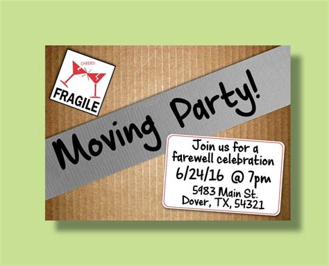 Printable Moving Party Invitation Custom Farewell Cardboard Box Style ...