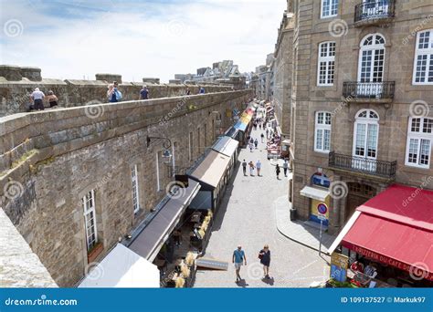 Saint Malo Ramparts Along Rue Jacques Cartier Editorial Photography ...