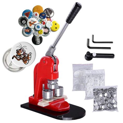 Button Maker,EECOO Button Badge Maker Punch Press Machine with 1000 Pcs Circle Button Parts and ...